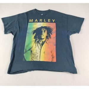 Bob Marley Shirt Mens 2XL Black Zion Rootswear Reggae Graphic Tee Music‎ Band